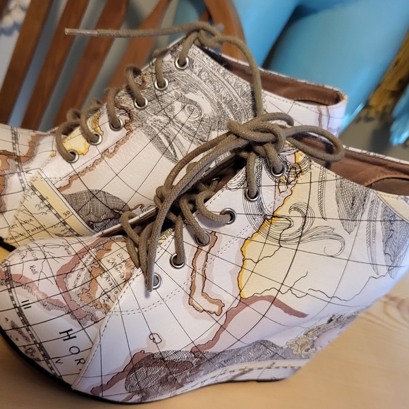 Jeffrey Campbell Shoes - Jeffrey Campbell Map Print Heeled Boots